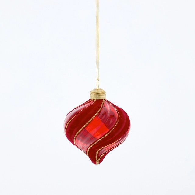 Carol Curl Red Glass Onion Christmas Bauble by Habitat