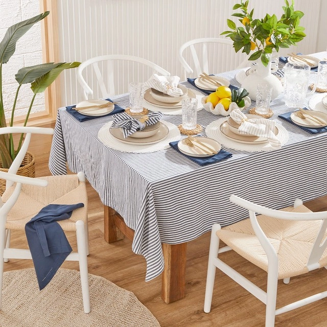 Catania Stripe Navy Table Linen Range by Habitat