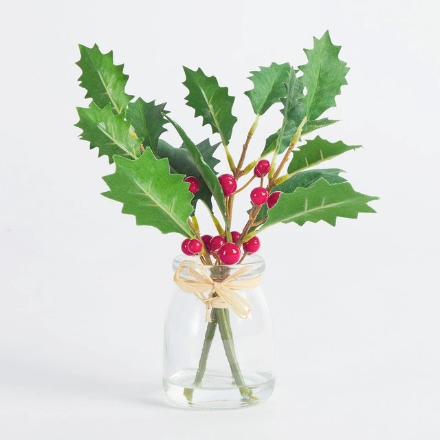 Christmas Holly Bouquet in Glass Jar by Habitat