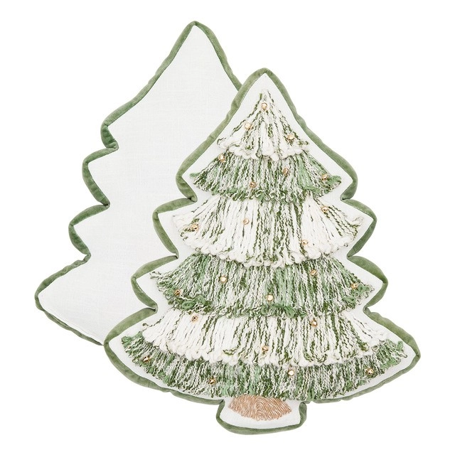 Christmas Tree Shaped Embroidered Cushion by M.U.S.E.