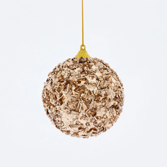 Dazzle Champagne Glitter Christmas Bauble by Habitat