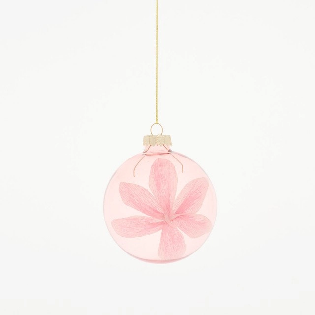 Flora Glass Light Pink Christmas Decoration by Habitat