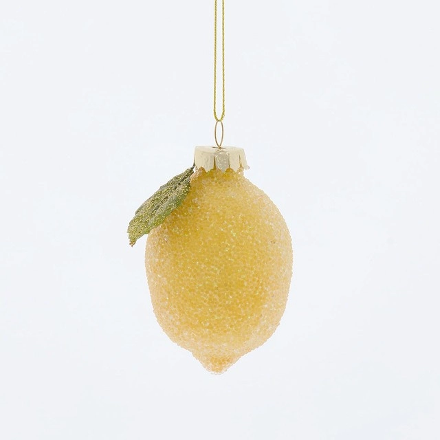 Frosted Glass Lemon Christmas Hanging Decoration by Habitat