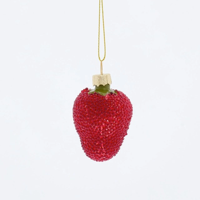 Frosted Glass Strawberry Christmas Decoration by Habitat