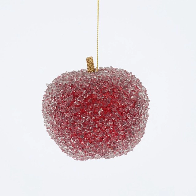 Frosted Red Apple Christmas Hanging Decoration by Habitat