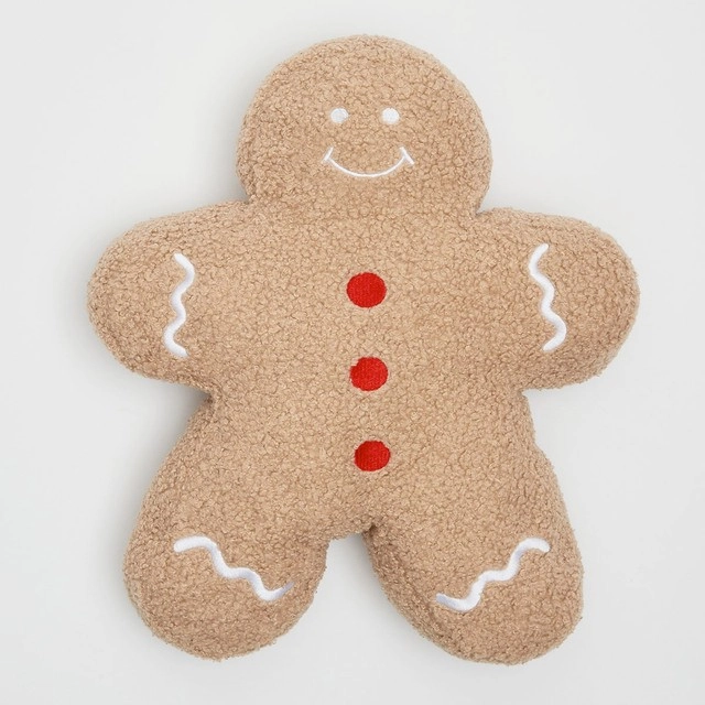 Gingerbread Sherpa Christmas Cushion by Habitat