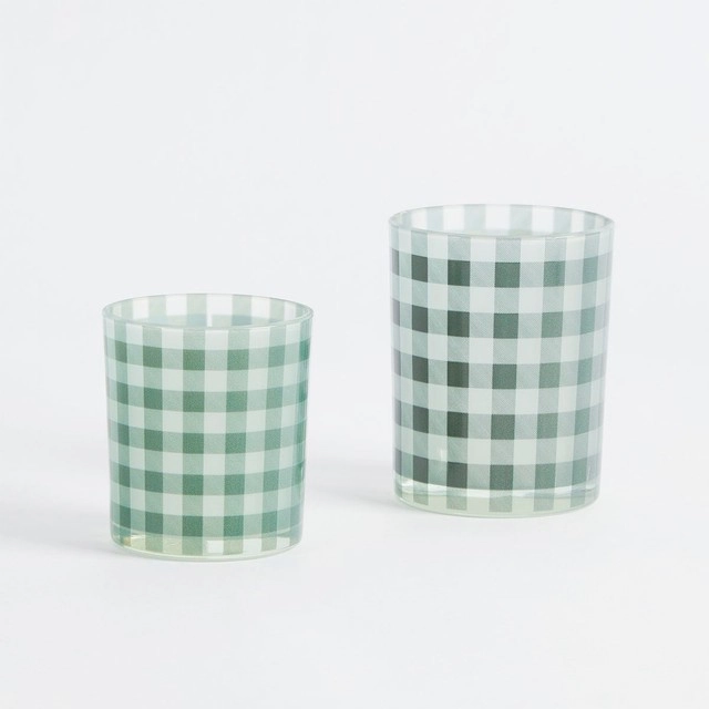 Gingham Check Green Christmas Candle Holder by Habitat