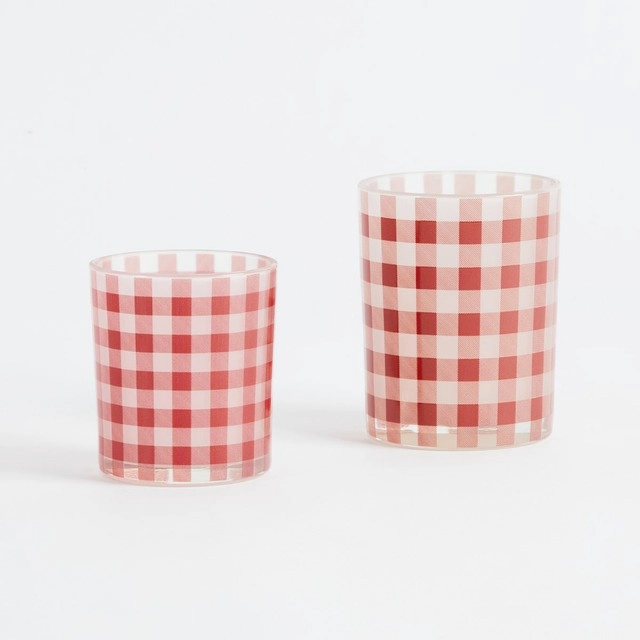 Gingham Check Red Christmas Candle Holder by Habitat