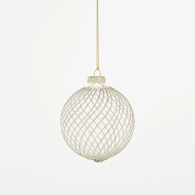 Holiday Glitter Silver Stripe Christmas Bauble by Habitat