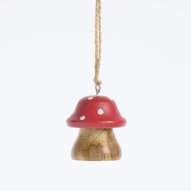 Wooden Toadstool Christmas Hanging Decoration by Habitat