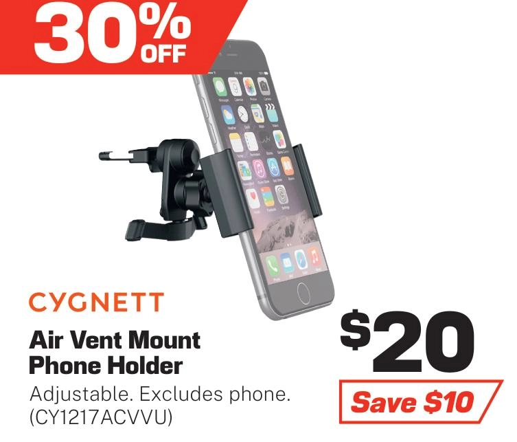 Cygnett Adjustable Vent Mount Car Phone Holder - CY1217ACVVU