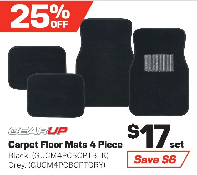 Gear Up Carpet Floor Mats 4 Piece