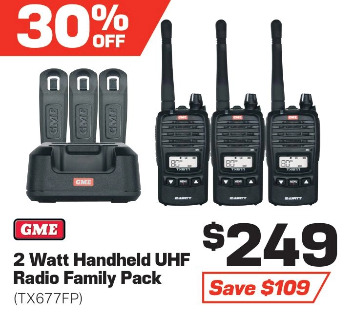 GME 2 Watt Handheld UHF Radio Family Pack - TX677FP