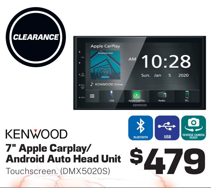 Kenwood 7in Touchscreen Head Unit with Apple CarPlay/Android Auto - DMX5020S