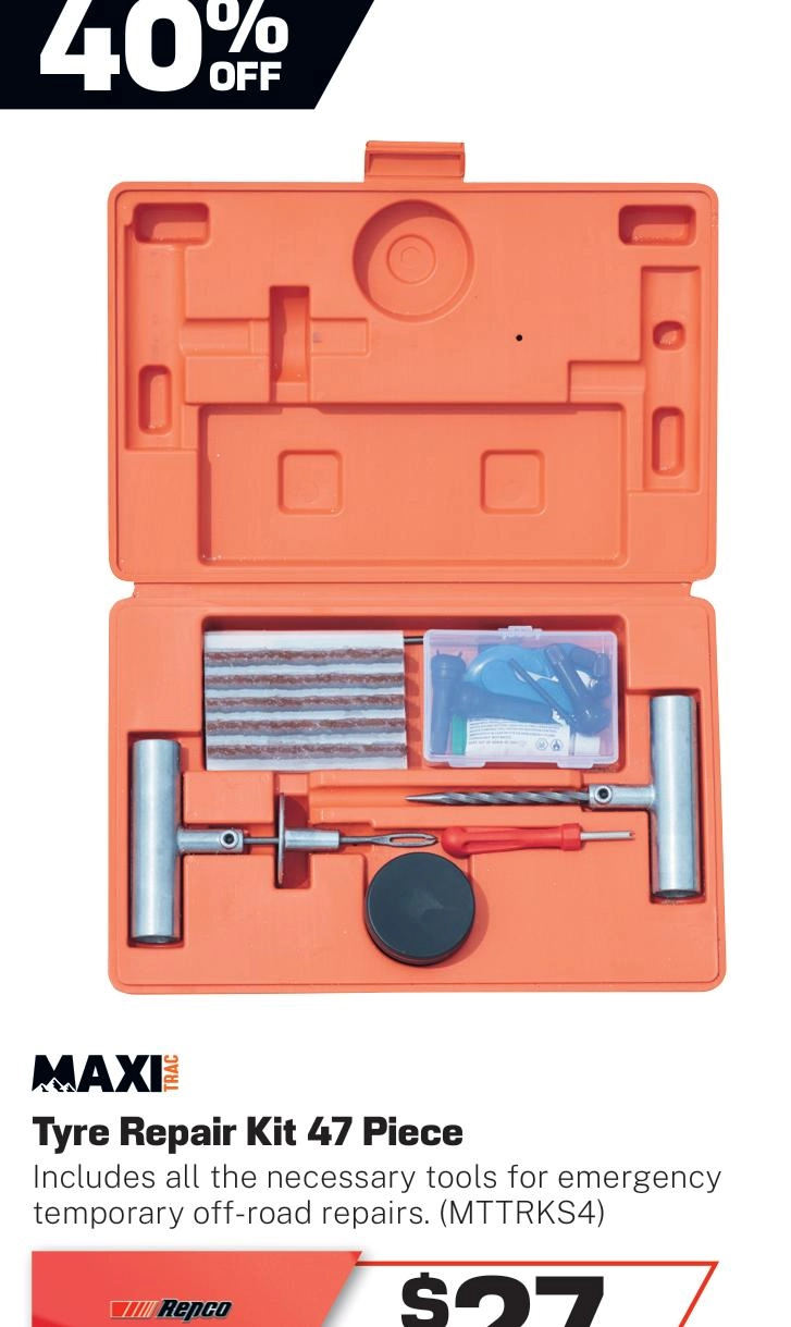 MaxiTrac 47 Piece Tyre Repair Kit