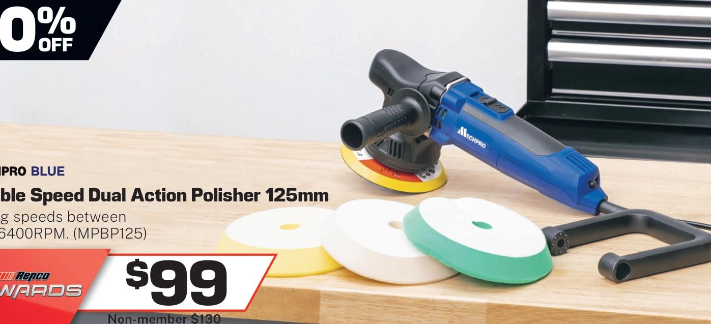 Mechpro Blue Variable Speed Dual Action Polisher 125mm - MPBP125