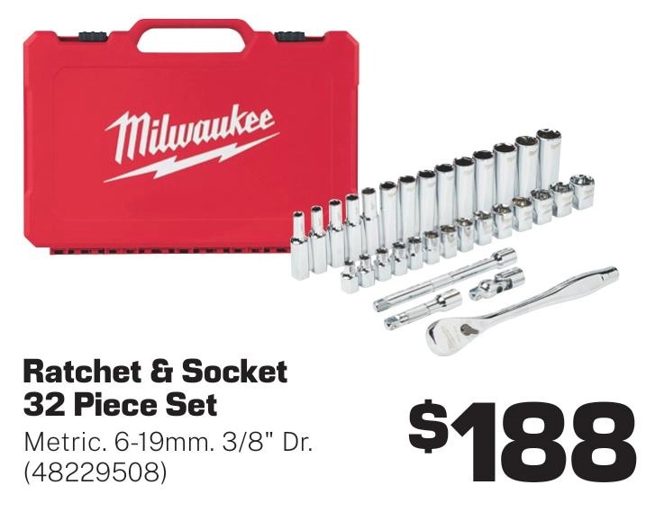 Milwaukee 32 Piece Metric 3/8 inch Socket Set - 48229508