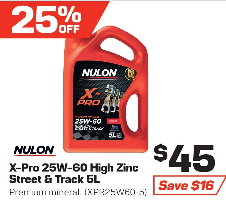 Nulon X-PRO 25W-60 High Zinc Street & Track Engine Oil 5L - XPR25W60-5