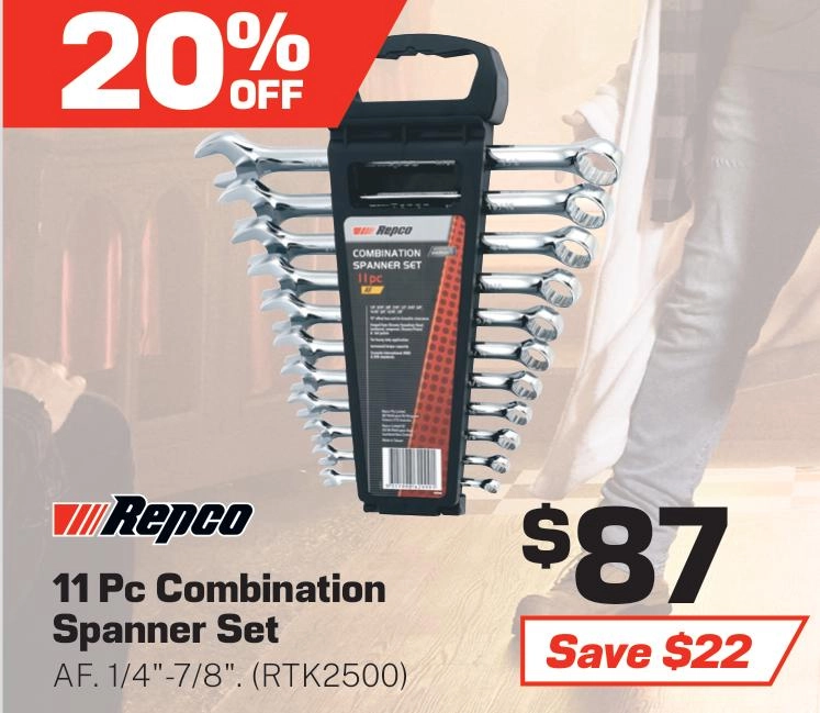 Repco 11 Piece Combination Spanner Set - AF - RTK2500