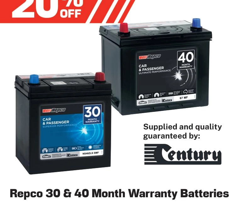 Repco 30 & 40 Month Warranty Batteries