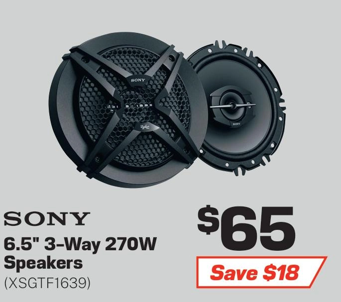 Sony 6.5 Inch 3-Way 270W Car Speakers - XSGTF1639