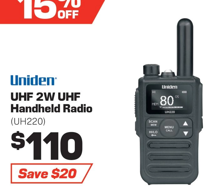 Uniden 2 watt Handheld UHF Radio - UH220