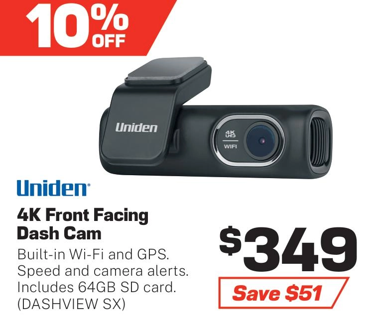 Uniden Dash Cam 4K Front Facing - DASHVIEW SX