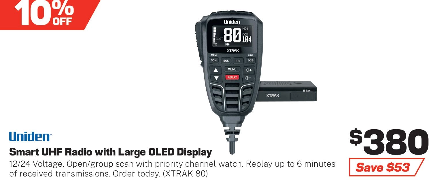 Uniden XTRAK 80, Smart UHF Radio with Large OLED Display - XTRAK 80