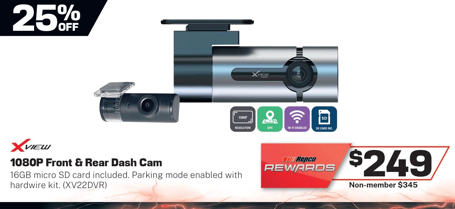 XView Dash Cam 1080p Full HD Front and Rear - XV22DVR