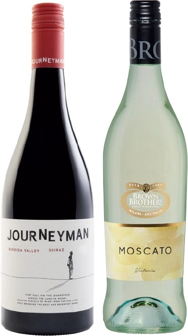 Journeyman Shiraz or Brown Brothers Moscato 750mL Varieties