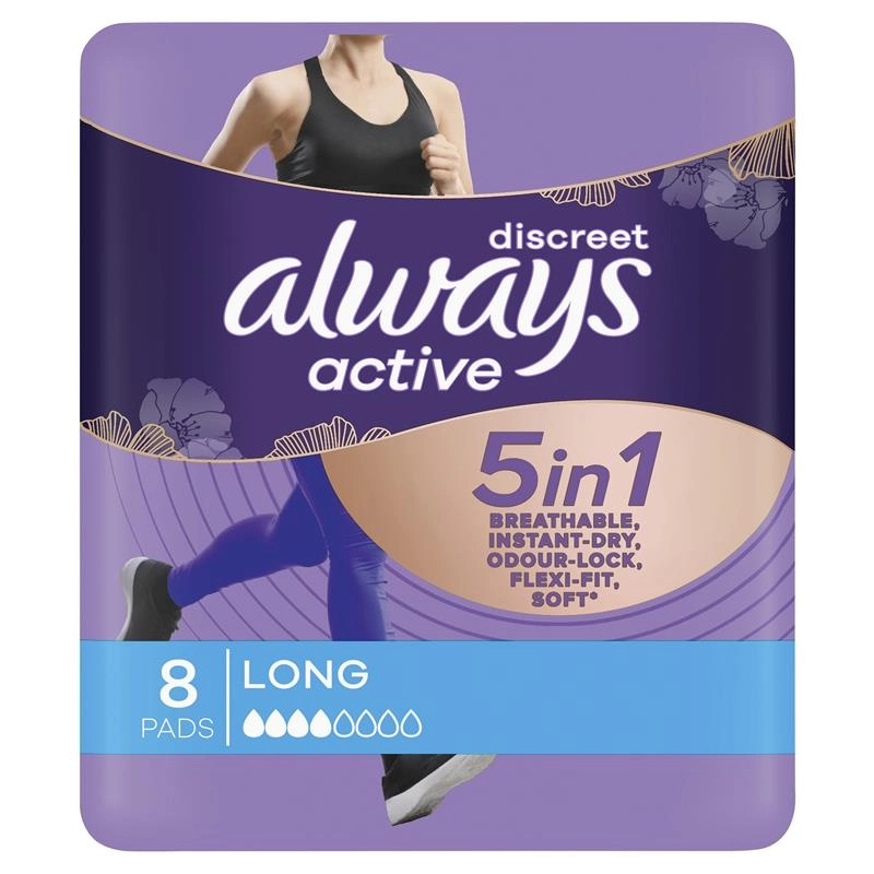 Always Discreet Active Pads Long 8 Pack