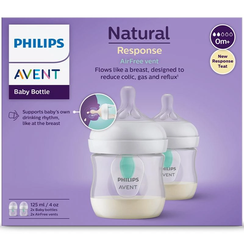 Avent Natural Response Feeding Bottle AirFree Vent 125ml 2 Pack