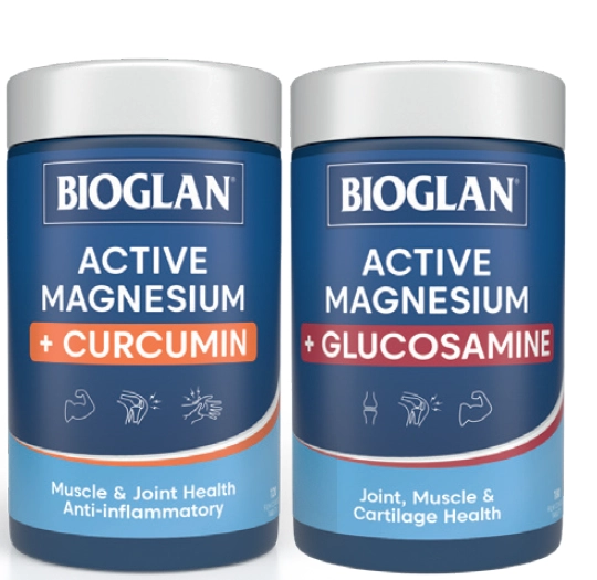 Bioglan Active Magnesium + Curcumin 120 Tablets or + Glucosamine 180 Tablets