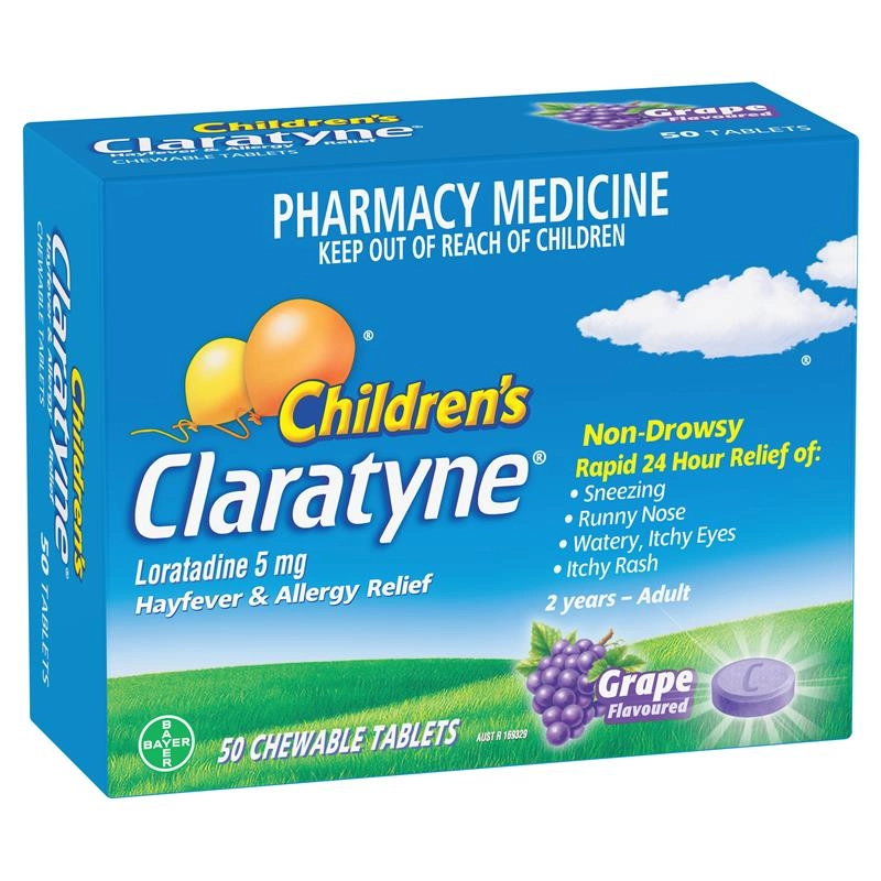 Claratyne Children’s Grape 50 Chewable Tablets