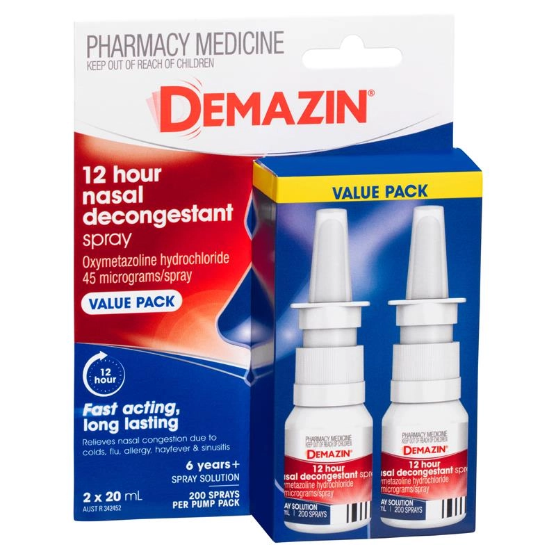 Demazin 12 Hour Relief Decongestant Nasal Spray 2 x 20ml