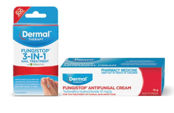 Dermal Therapy Fungistop 3-In-1 Nail Treatment 4ml Solution or Antifungal Cream 15g