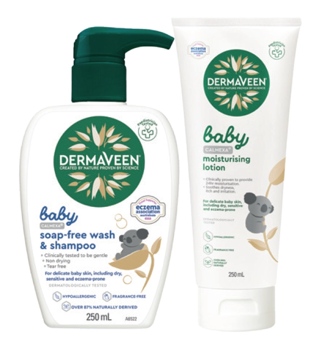 DermaVeen Baby Calmexa Soap-Free Wash & Shampoo or Moisturising Lotion 250ml