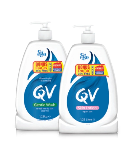 Ego QV Gentle Wash 1.25kg or Skin Lotion 1.25 Litre Exclusive Size