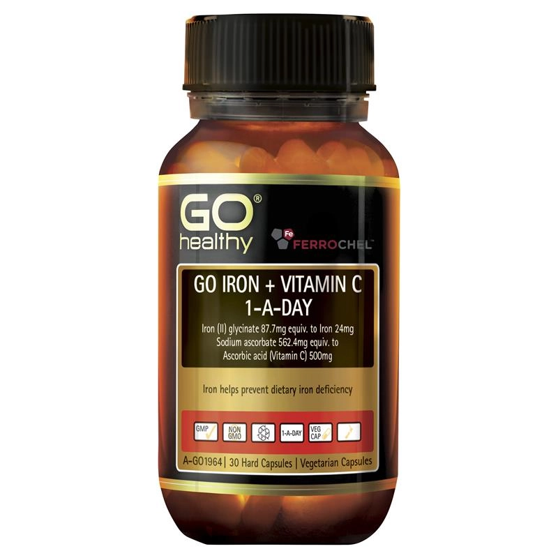 Go Healthy Iron + Vitamin C 1-A-Day 30 Vegetarian Capsules