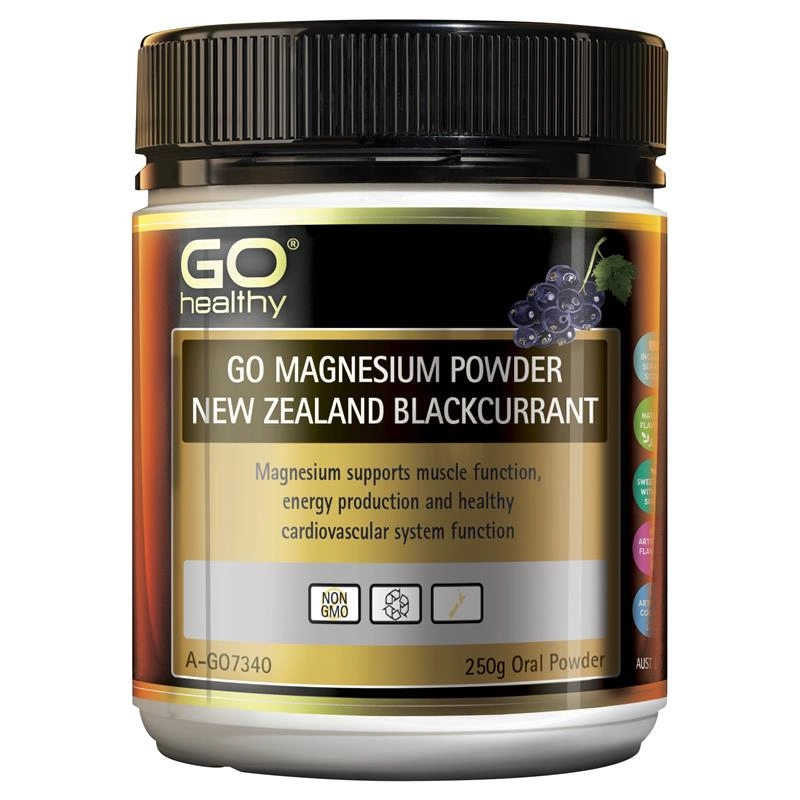 GO Healthy Magnesium Powder New Zealand Blackcurrant 250g