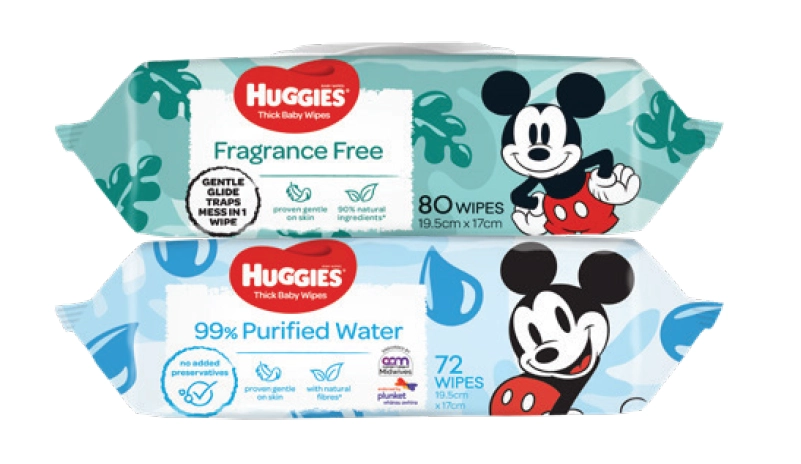 Huggies Fragrance Free Wipes 80 or 99% Purified Water 72 Pack