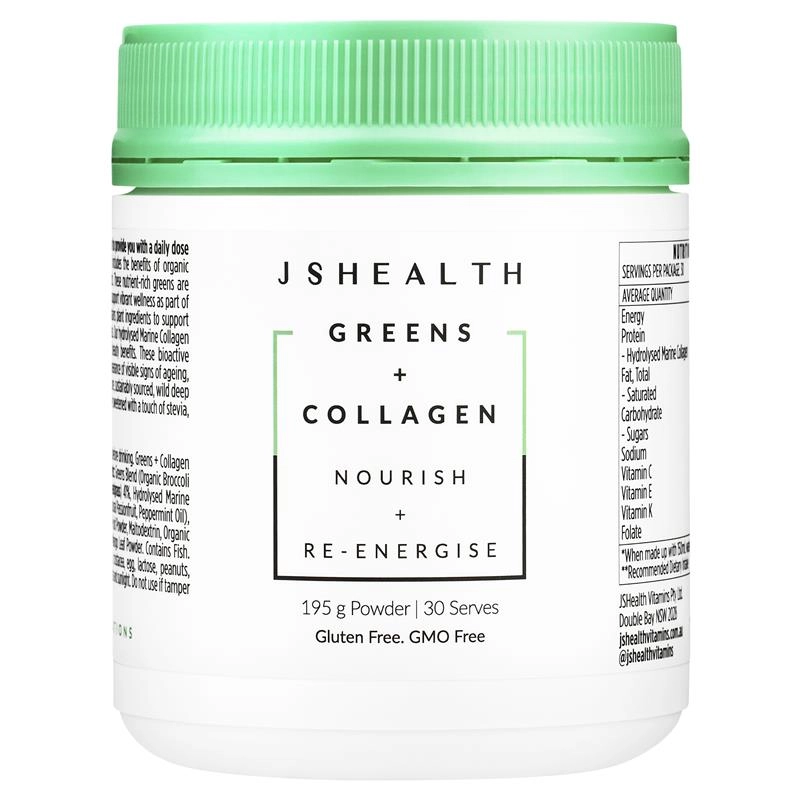 JSHealth Greens + Collagen Nourish + Re-Energise 195g Powder