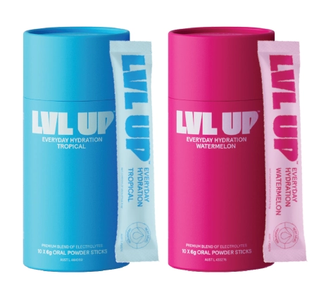 Lvl Up Everyday Hydration Sticks Tropical or Watermelon 10 Pack