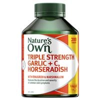 Nature’s Own Triple Strength Garlic + C, Horseradish 200 Tablets