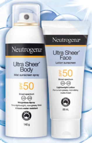 Neutrogena Ultra Sheer SPF 50 Body Spray 140g or Face 88ml