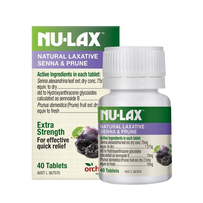 Nu-lax Natural Laxative Extra Strength Senna & Prune 40 Tablets