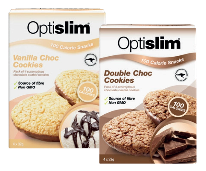 Optislim 100 Calorie Snacks Cookies Vanilla Choc or Double Choc 4 Pack