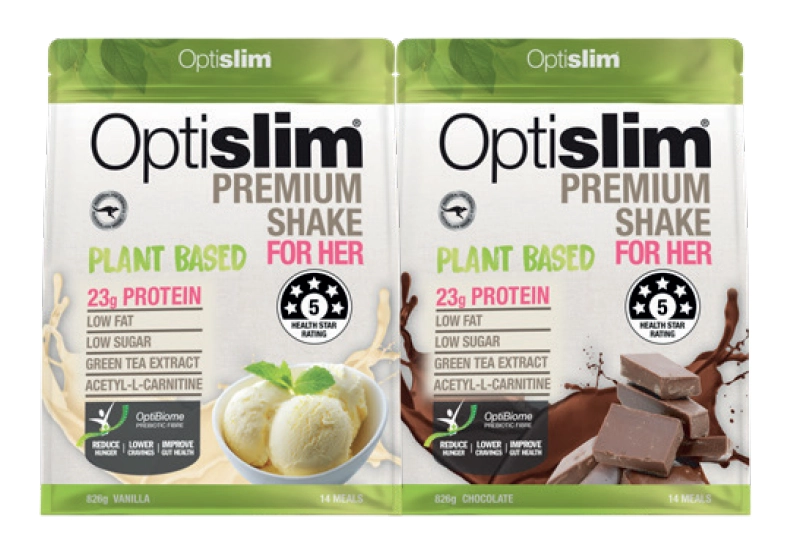 Optislim For Her Plant Based Shake Vanilla or Chocolate 826g Pouch