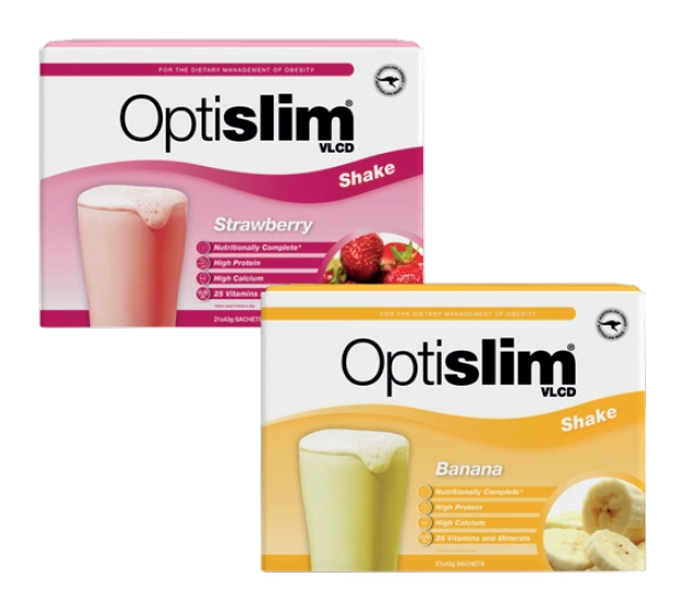 Optislim VLCD Meal Replacement Shake Strawberry or Banana 21x43g Sachets