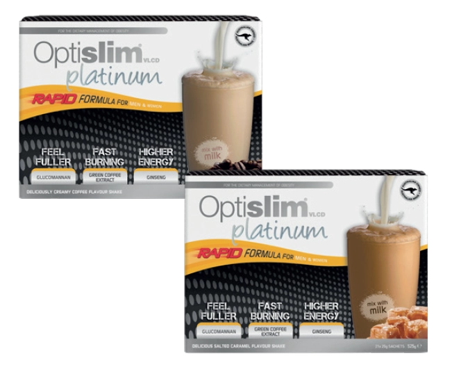 Optislim VLCD Platinum Coffee or Salted Caramel Shake 21x25g Sachets